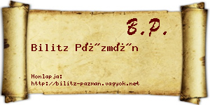 Bilitz Pázmán névjegykártya